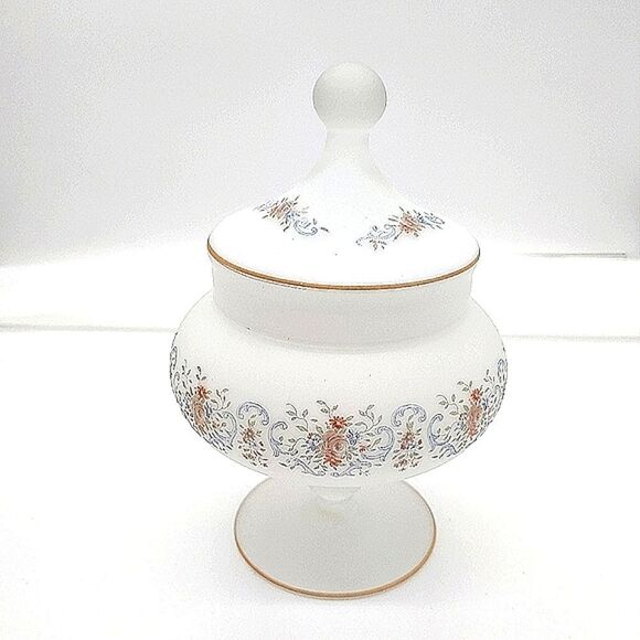 Vintage floral Italian glass jar - Picture 1 of 6